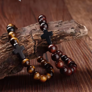SerenityStone™ Natural Bead Cross Bracelet