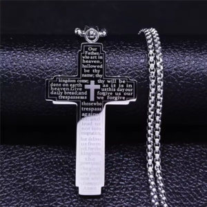 HNSP Men's Stainless Steel Cross Pendant Necklace